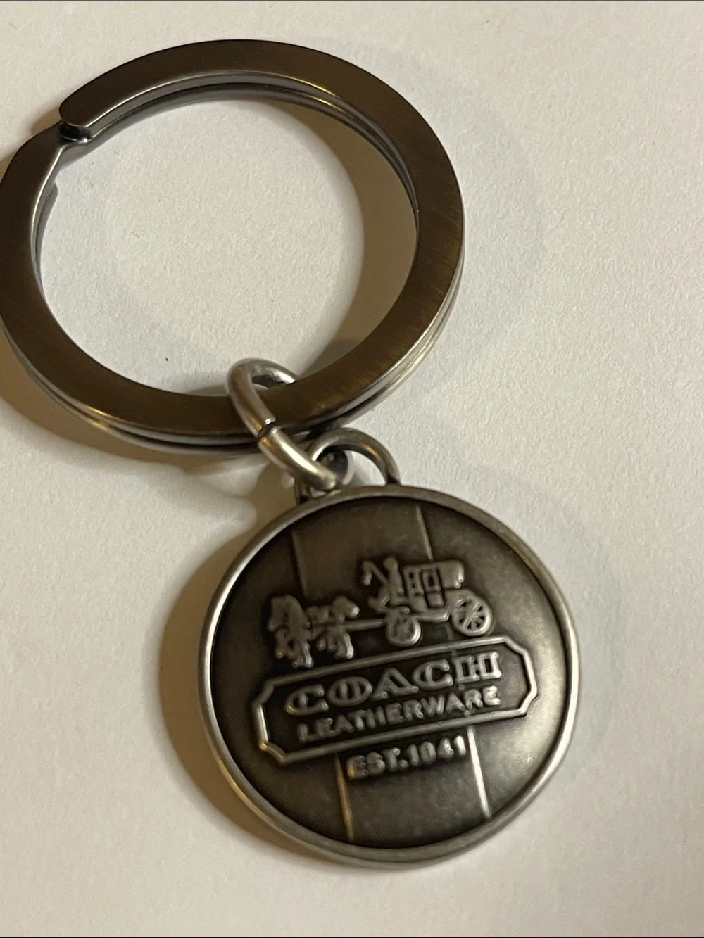 COACH Brushed Silver Leatherware Keyring and Coach Pen